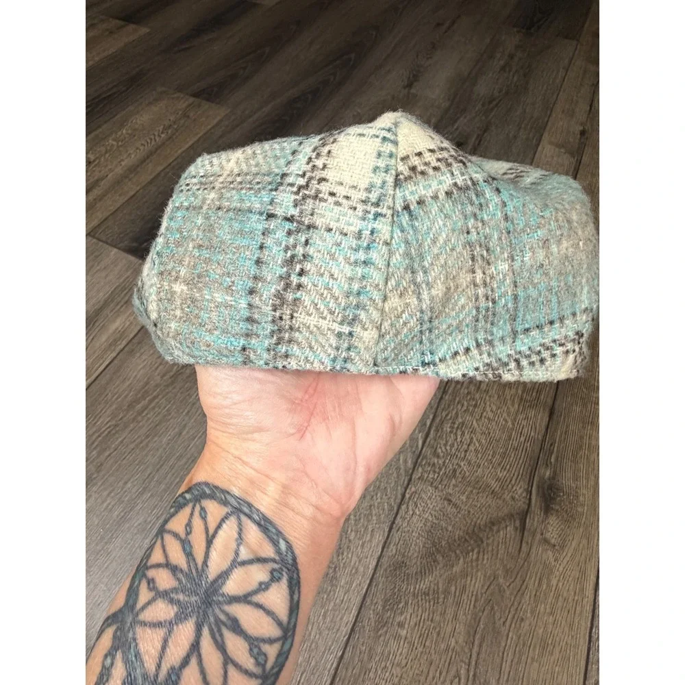 Banana Republic Plaid Wool Blend Newsboy Flat Cap Blue S/M Cabbie Ivy Hat